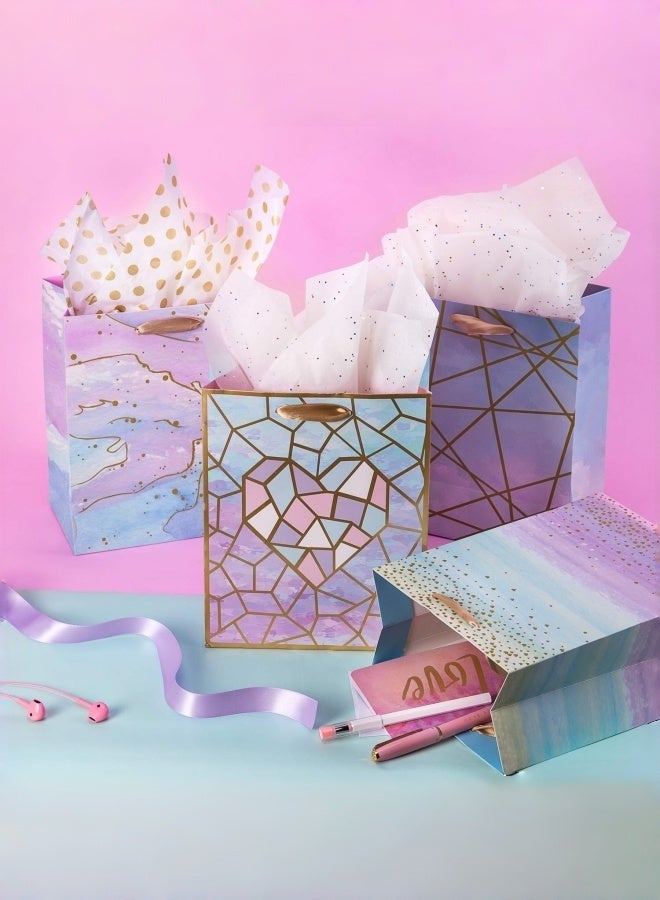 نيبمينينت Medium Size Gift Bags-Colorful Marble Pattern Gift Bag with Tissue Paper for Shopping, Parties, Wedding, Baby Shower, Craft-4 Pack-7" X 4" X 9" - Image 4